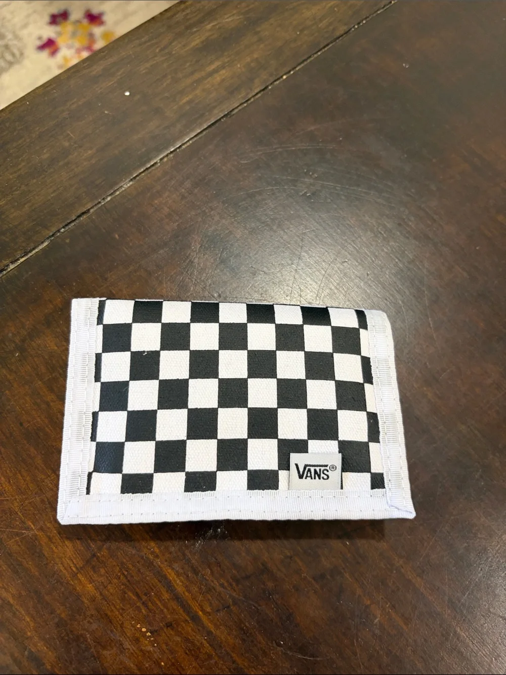 Vans Black and White Checkerboard Money Clip Wallet